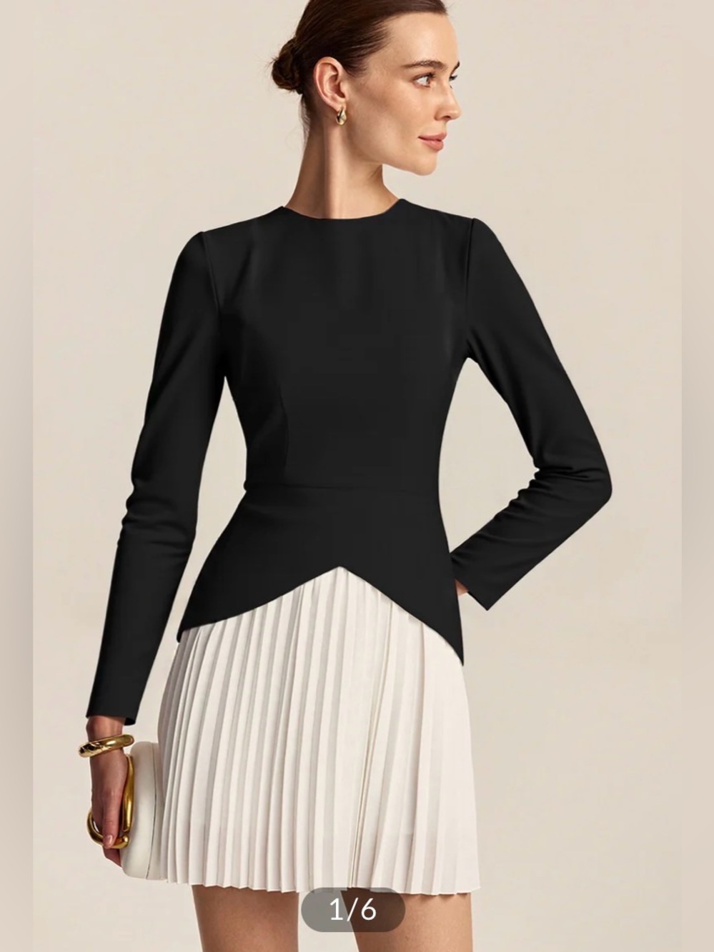Commense Long Sleeve Color-Block Pleated Dress Sz medium